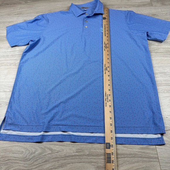 Peter Millar Summer Comfort Blue Geometric Pattern Golf Polo Shirt Mens XL - Picture 4 of 8